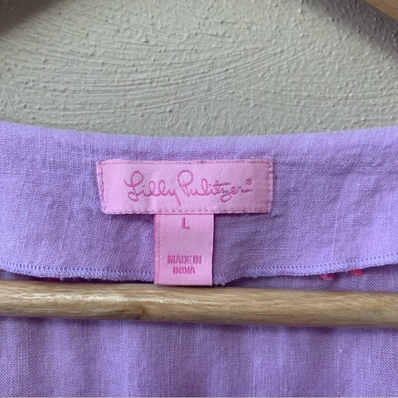 Lilly Pulitzer Amelia Island Tunic Lilac Verbena Linen Size Large Purple Pink - Picture 11 of 14